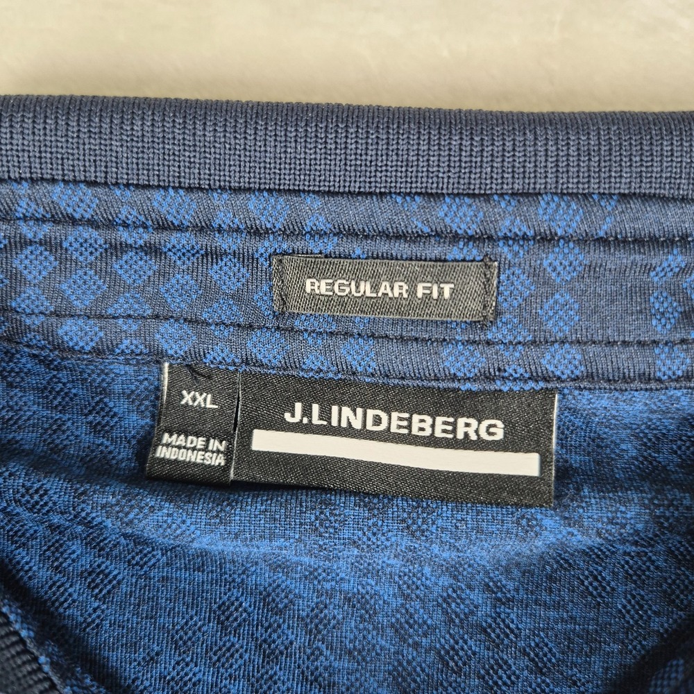 J. Lindeberg Polo Shirt Men's 2XL XXL Blue Golf Performance Geometric Regular - Picture 5 of 7